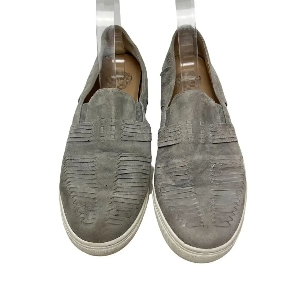 VINCE CAMUTO BEYZA Genuine Leather Gray Woven Suede Flats Loafers Shoes sz 8 M